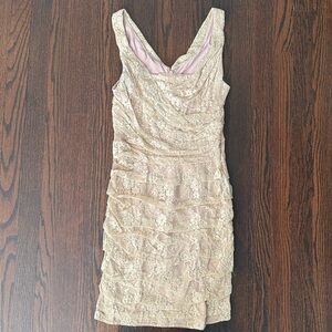 Express Vintage Lace Overlay Mini Dress in Cream